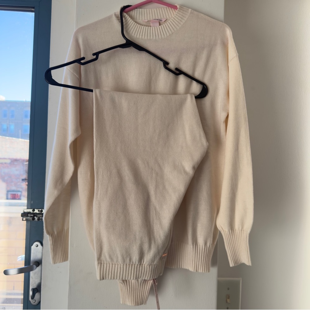 Victoria's Secret Cream Crew Neck Sweater Set